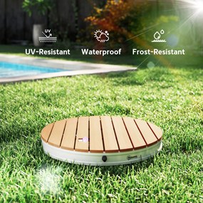 Doccia da Giardino Portatile Ø70,5x7,5 cm Getti d'Acqua Regolabili fino a 4 m in Polistirene Effetto Legno...