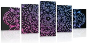 Quadri 5 pezzi – Mandala su sfondo nero