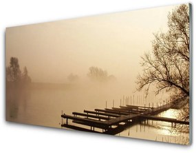 Schienali cucina Ponte d'acqua, paesaggio di nebbia 100x50 cm