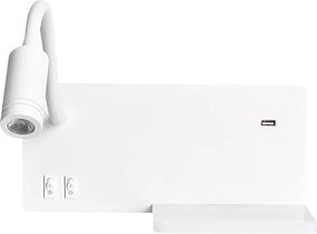 Applique LED SHELF LED/4W+LED/5W+LED/2W/230V + porta USB bianca