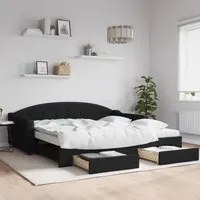 Divano Letto Estraibile con Cassetti Nero 100x200 cm in Tessutocod mxl 130704