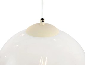 Lampada a sospensione Art Déco beige con vetro bianco 8 luci - Sandra