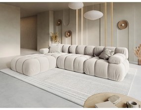 Divano angolare componibile beige (con composizione variabile) con rivestimento in velluto Bellis – Micadoni