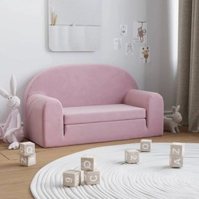 Divano Letto Per Bambini A 2 Posti Rosa İn Morbido Peluche /
