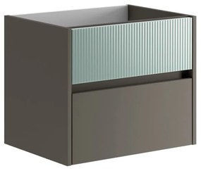 Mobile da bagno sotto lavabo Niwa grigio carbone frontale in vetro verde timo laccato opaco L 59.5 x H 50 x P 45.5 cm 2 cassetti, lavabo non incluso