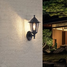 Lampada da parete per esterni nera con sensore di movimento IP44 - New Haven Hammered