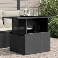 Tavolo da Giardino Piano in Vetro Nero 100x55x73 cm Polyrattan 365970