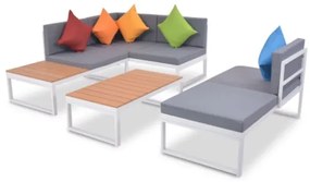 Set Divani da Giardino 4 pz con Cuscini in Alluminio e WPC