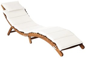 Lettino Prendisole Con Cuscino İn Legno Massello Dacacia Crema /