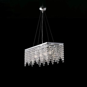 Lampadario Classico Penelope Metallo Cromo Cristallo 4 Luci E27