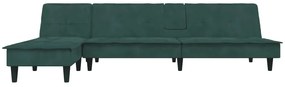 Divano letto a l verde scuro 255x140x70 cm in velluto