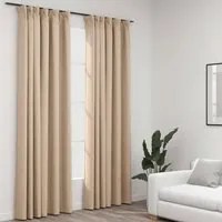 Tende Oscuranti con Ganci Effetto Lino 2 pz Beige 140x225 cm 321213