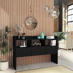 Credenza Nera 105x30x70 cm in Legno Multistrato