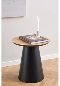 Tavolino rotondo nero e naturale con piano in rovere ø 45 cm Soli - Actona