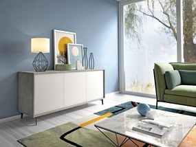 Mobile Madia Password L 184 x H 45 x P 77 cm grigio cemento e bianco
