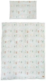 Set copripiumino e federa da bambini verde chiaro in cotone per culla 100x135 cm Woodland Buddies – Roba
