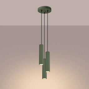 Sollux SL.1614 - Lampadario a sospensione con filo KARBON 3xGU10/10W/230V verde