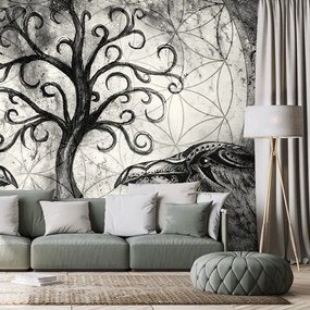 Carta da parati – Albero della vita magico in bianco e nero