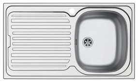 Lavello integrato 1 vasca con gocciolatoio a sinistra DELINIA Aurora inox L 50 x L 86 cm argento