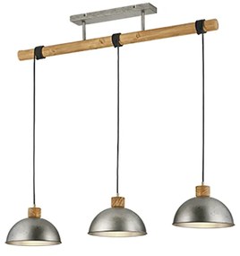Lampada a sospensione industriale in acciaio 3 luci - Arti