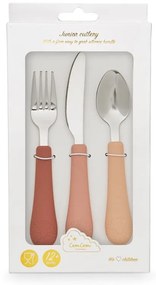 Posate per bambini rossa/color salmone in silicone 3 pz Rose Mix – Cam Cam Copenhagen