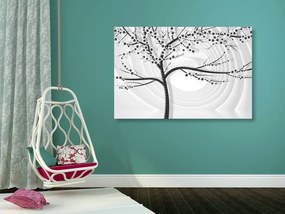Stampa su tela – Albero moderno in bianco e nero su sfondo astratto
