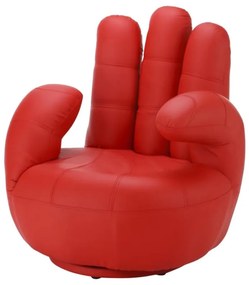 Poltrona a forma di mano girevole in similpelle Rosso - CATCHY