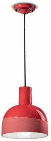 Lampadario Vintage Decò Caxixi Ceramica Rosso Corallo 1 Luce E27