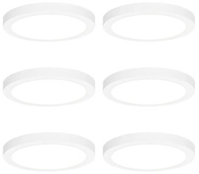 Set di 6 faretti da superficie o da incasso bianchi 22 cm con LED dimmerabile a 3 livelli per luce calda - Trans
