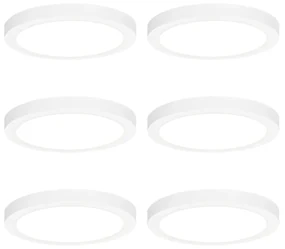 Set di 6 faretti da superficie o da incasso bianchi 22 cm con LED dimmerabile a 3 livelli per luce calda - Trans