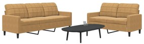 Set Di Divani 2 Pz Con Cuscini Marrone İn Velluto /
