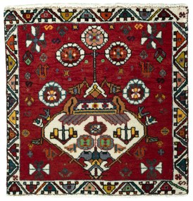 Shiraz Tappeto persiano 70 x 70 Rosso (Iran) Annodato A Mano