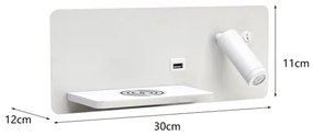 Immax 08286L-LED Applique con ripiano, USB e ricarica wireless LED/3W/230V + LED/3W