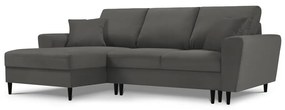 Divano letto angolare in velluto a coste grigio scuro, angolo sinistro Jazz - Kooko Home