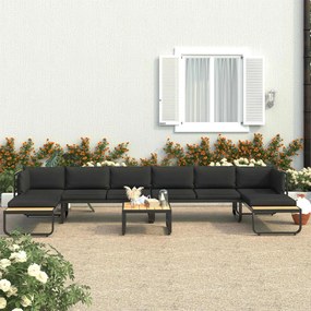 Set divano da giardino 5 pz ad angolo cuscini in alluminio wpc