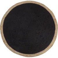 Tappeto in iuta rotondo di colore nero stile boho 120 cm soggiorno camera da letto