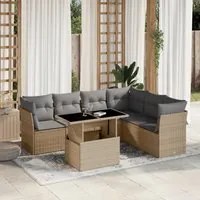 Set Divani da Giardino 7 pz con Cuscini Beige in Polyrattan 3266609