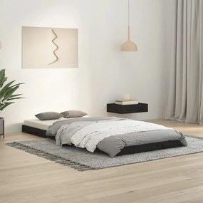 Giroletto Nero 90x200 Cm İn Legno Massello Di Pino /