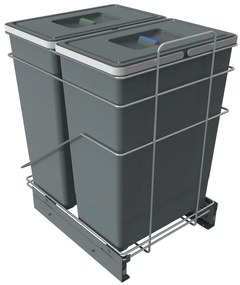 Cestino per la spazzatura in plastica grigio per raccolta differenziata/incorporabile 42+42 l Ecofil – Elletipi