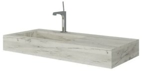 Lavabo Sospeso Con Vasca Asimmetrica a Sx 100x46 Cm Savini Due "Idea" Rovere Ghiaccio