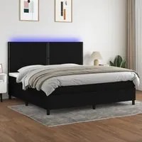 Letto a Molle Materasso e LED Nero 200x200cm in Tessuto cod mxl 54452