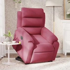 Poltrona Alzapersona Massaggiante Elettrica Rosso Vino Velluto /