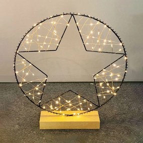 Lampada decorativa a forma di Stella di natale 80 Led con base in legno Wisdom