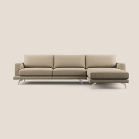Dorian divano moderno angolare con penisola in tessuto morbido antimacchia T05 beige 268 cm Destro