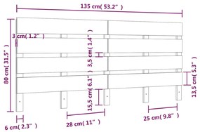 Testiera per Letto 135x3x80 cm in Legno Massello di Pino