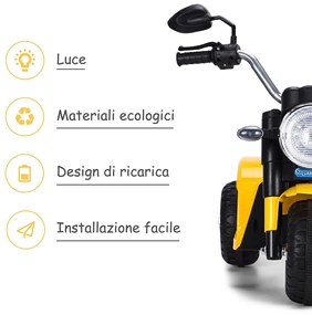Costway Moto elettrica multifunzione per bambini da 36-95 mesi con led, 72x57x56cm Giallo