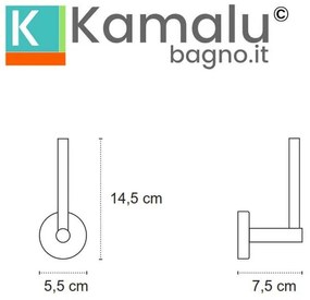 Kamalu - portarotolo bagno design verticale in acciaio inox nero opaco | mira-n