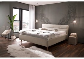Letto matrimoniale imbottito beige con contenitore con rete inclusa 160x200 cm Lotte – Meise Möbel