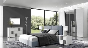 Camera da letto Sialia con maxi armadio scorrevole e letto in ecopelle Azzurro