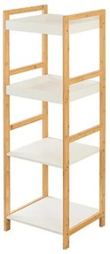 Scaffale per bagno in legno bamboo bianco 4 mensole Tahiti